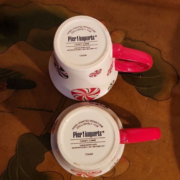 Pier 1 Imports Candy Cane Cup Mug 10oz. Set of 2 - Picture 7 of 8